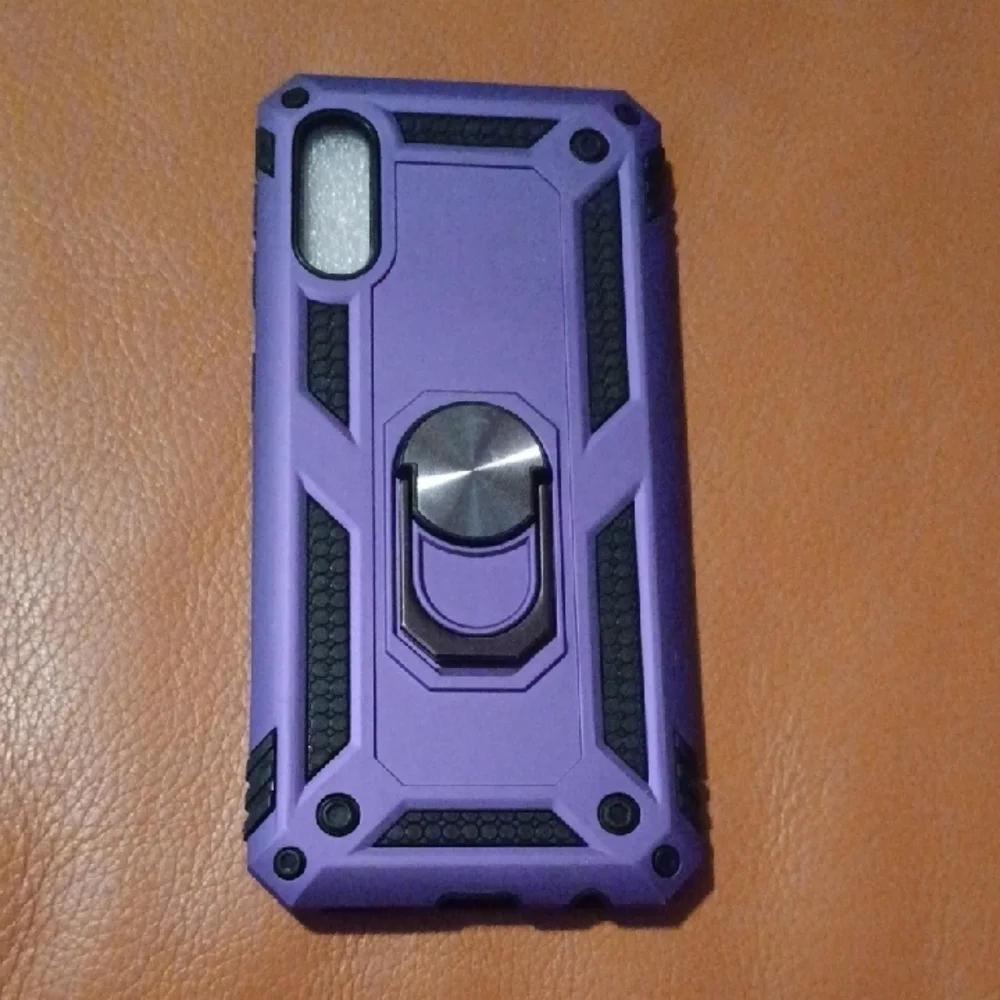 - Purple and Black Phone Case with Ring Holder